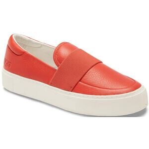 UGG Chayze Platform Sneaker Leather Slip On Round Toe Rubber Sole Red 10